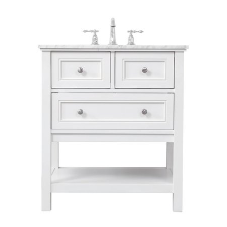 ELEGANT DECOR 30 In. Single Bathroom Vanity Set In White VF27030WH